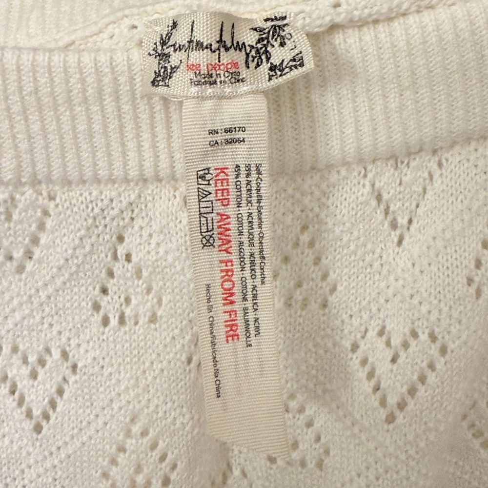 Free People Ivory Knit Ruffle Pajama Shorts - Picture 4 of 5